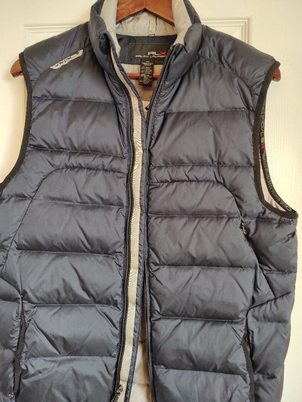 RLX RALPH LAUREN Performance Down Navy Blue Puffer Vest MED Full Zip Insulated